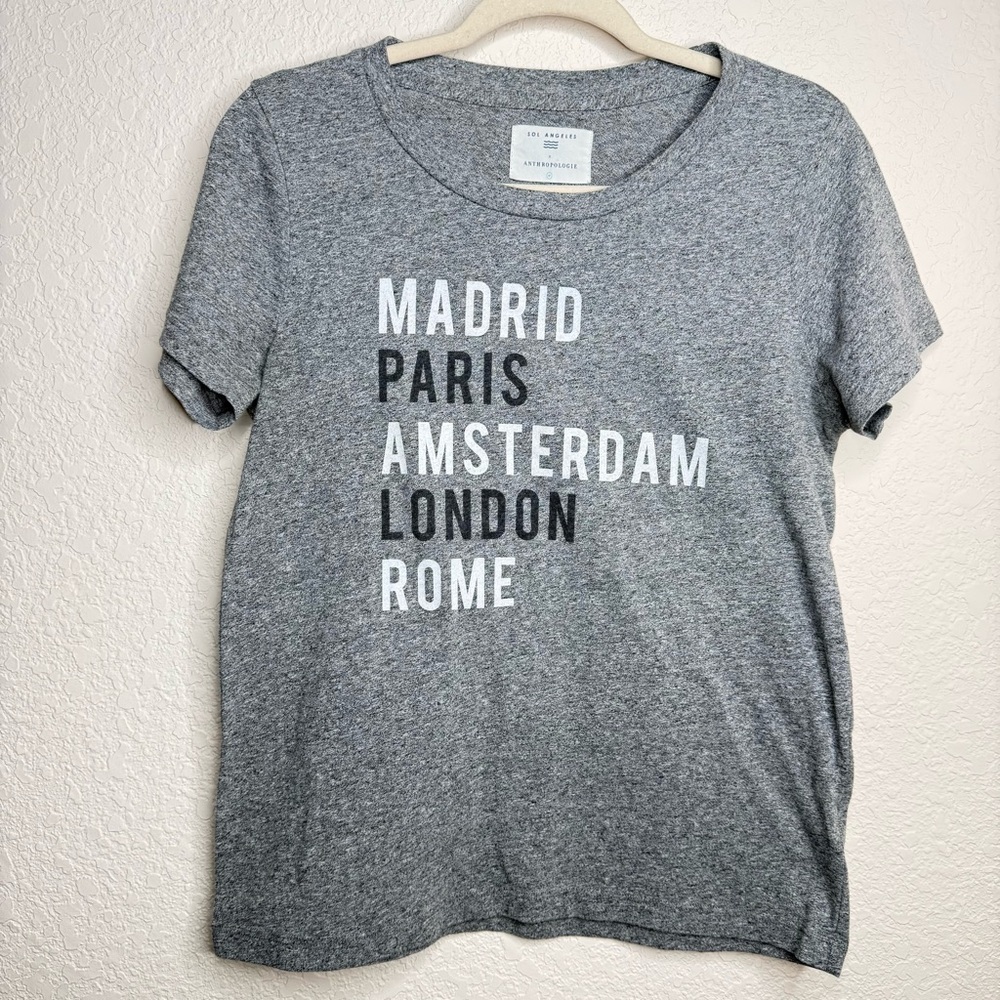 Anthropologie Sol Angeles Madrid Paris Amsterdam London Rome TShirt Size M